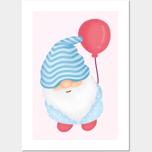 Sweet gnome brings balloon Posters and Art